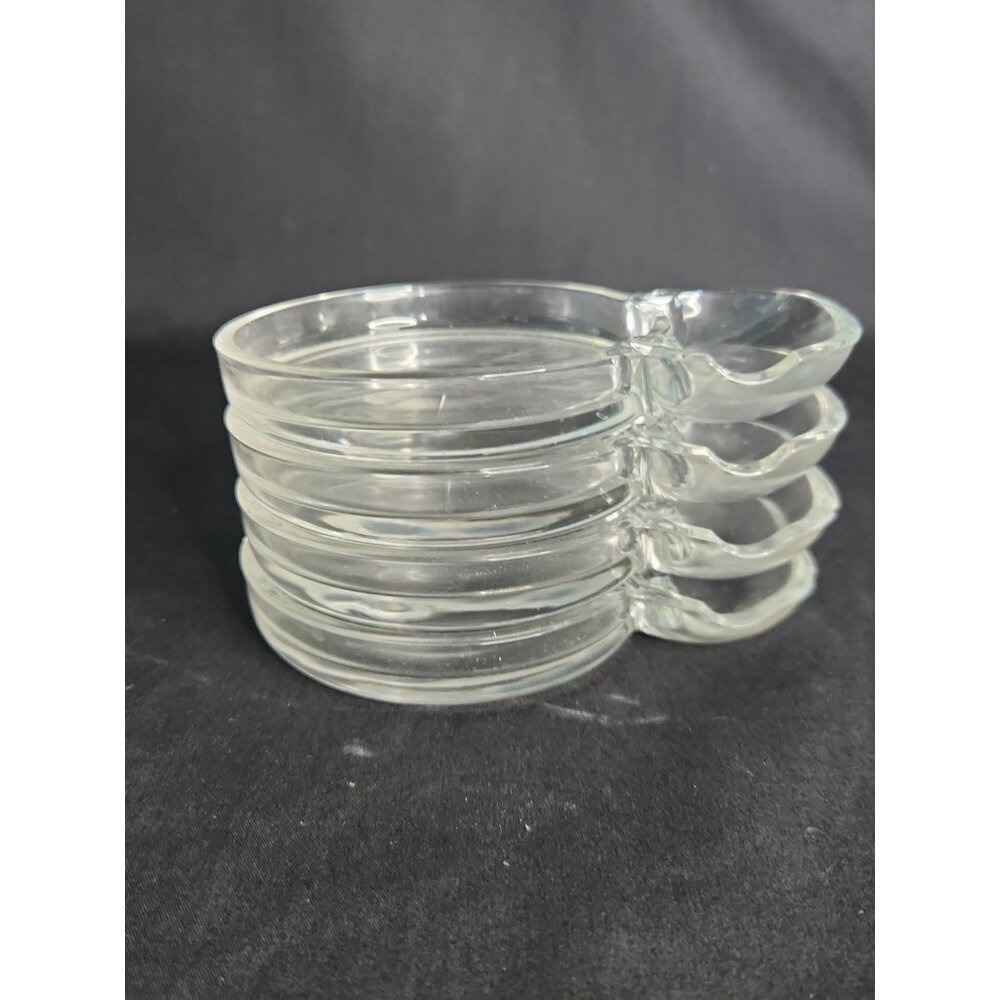 VTG Set 4 Glass Coasters With Personal Ashtray or Dipping Sauce Chopstick Holder